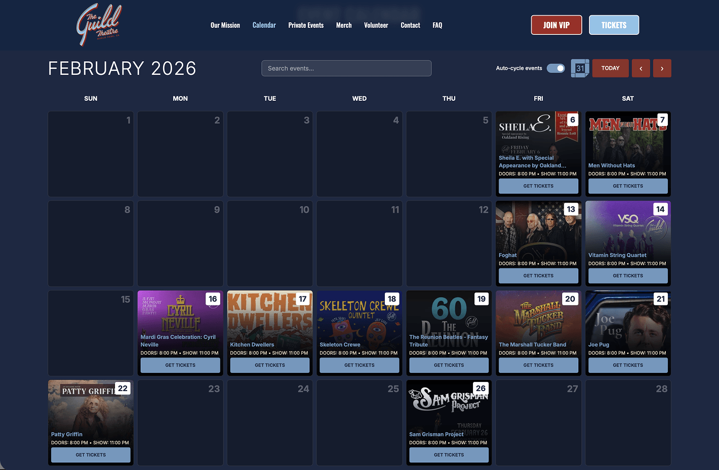 Pixl Calendar Classic monthly grid view with event thumbnails